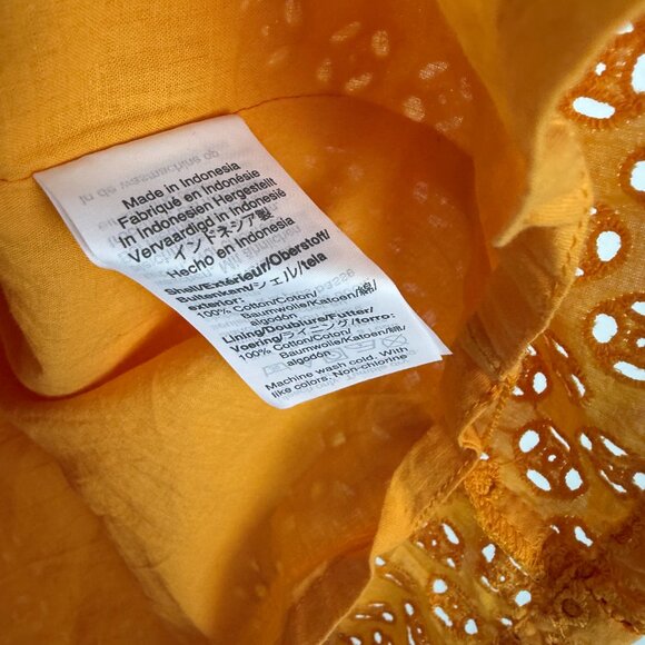 J. Crew Factory Eyelet Puff-Sleeve Top Short Sleeve Orange Size XS EUC - Picture 7 of 12